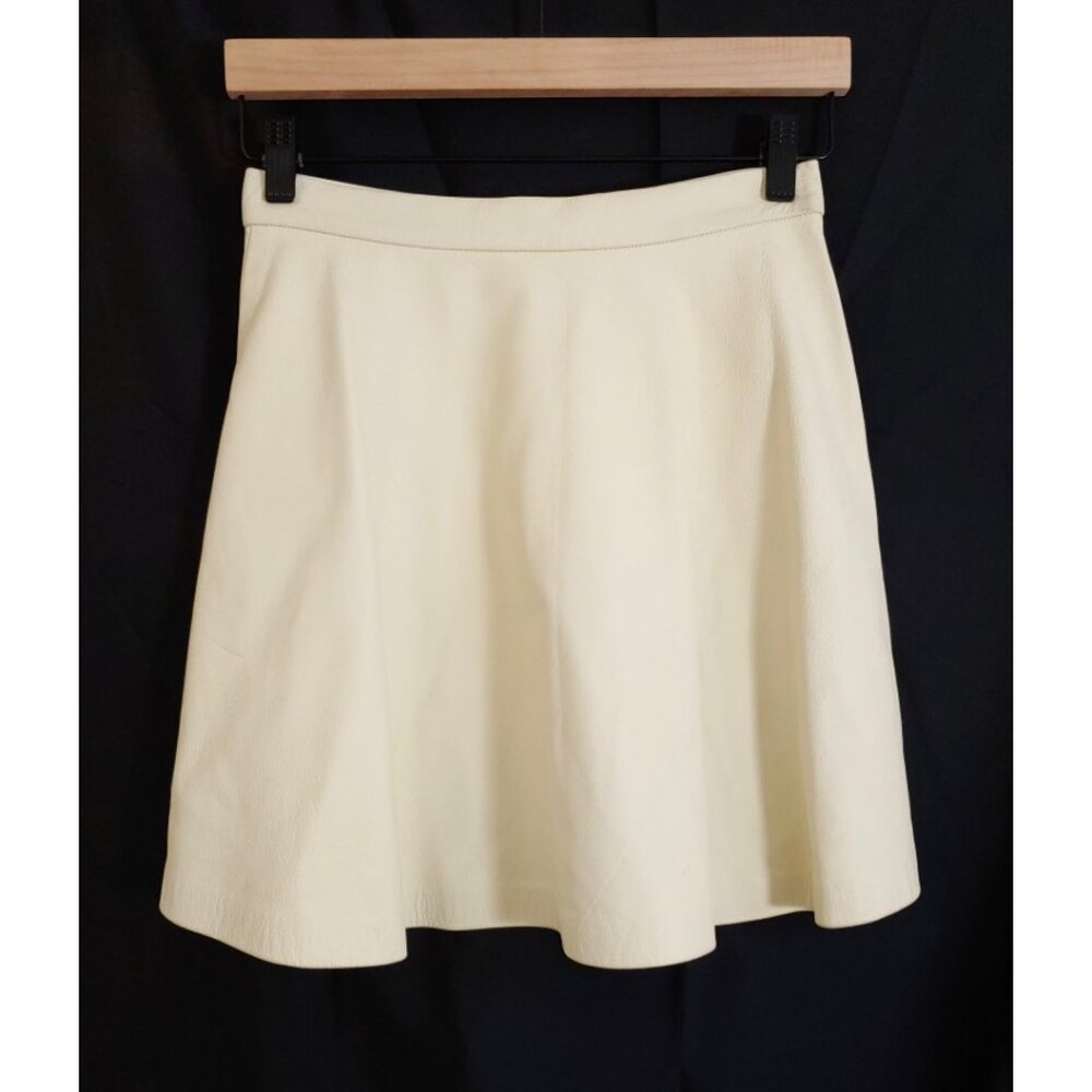 Sally LaPointe Lambskin Mini Skirt in Eggshell-Powder - Small - NWOT